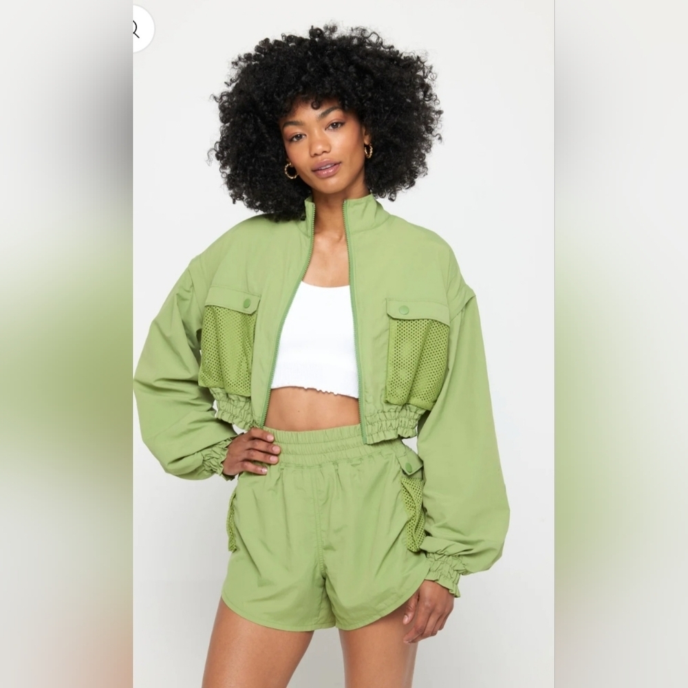 Spiritual Gangster Catus Green Bridget Crop 2-Way Vest Jacket- SOLD OUT ONLINE!!